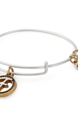 ALEX & ANI Two Tone Initial F Charm Bangle
