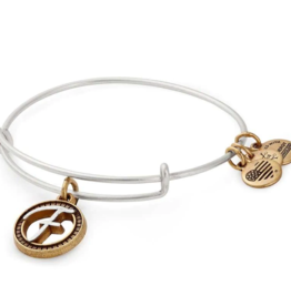 ALEX & ANI Two Tone Initial F Charm Bangle