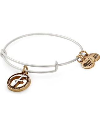 ALEX & ANI Two Tone Initial F Charm Bangle