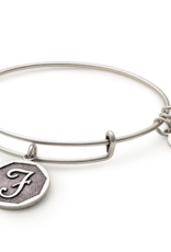 ALEX & ANI Initial F Charm Bangle in Silver