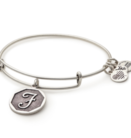ALEX & ANI Initial F Charm Bangle in Silver