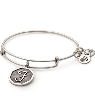 ALEX & ANI Initial F Charm Bangle in Silver