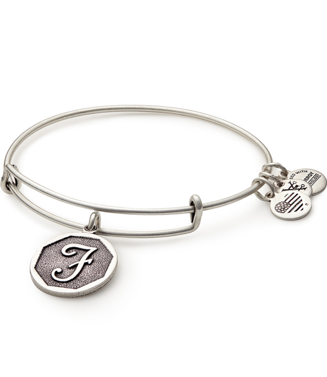 Initial F Charm Bangle in Silver