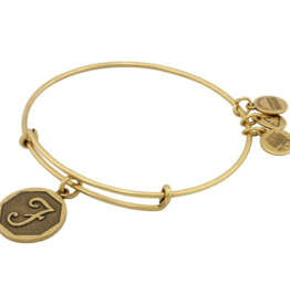 ALEX & ANI Initial F Charm Bangle in Gold