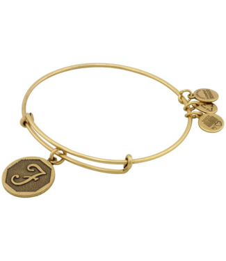ALEX & ANI Initial F Charm Bangle in Gold