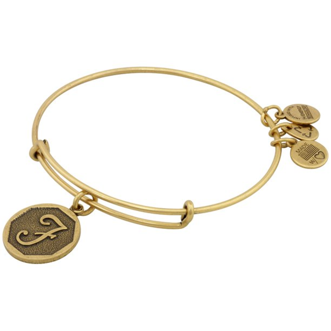Initial F Charm Bangle in Gold
