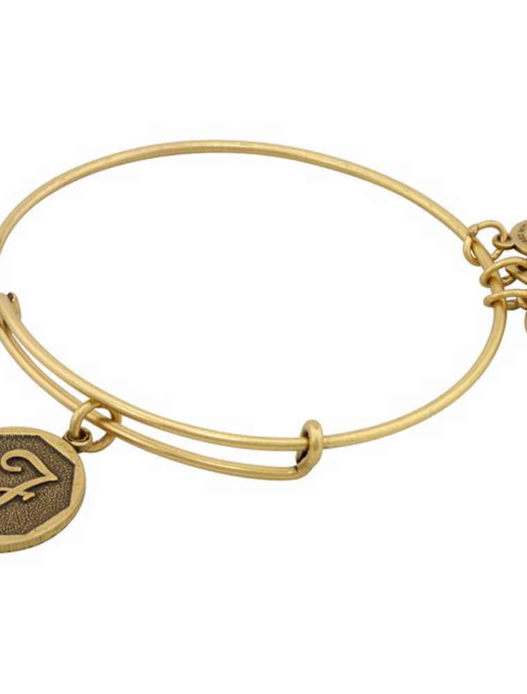 ALEX & ANI Initial F Charm Bangle in Gold