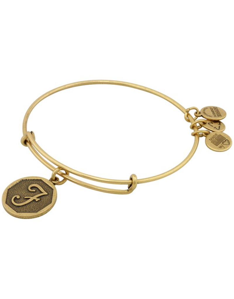 ALEX & ANI Initial F Charm Bangle in Gold