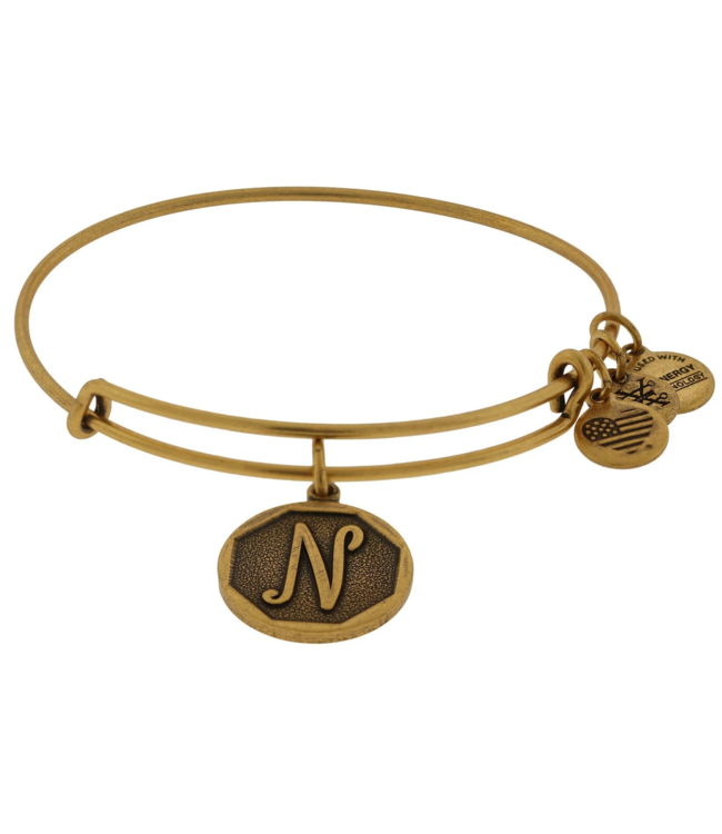 Initial N Charm Bangle in Gold