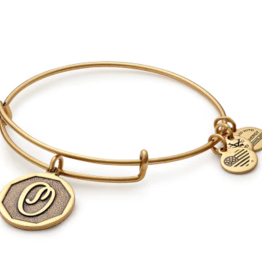 ALEX & ANI Initial O Charm Bangle in Gold