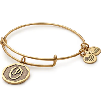 ALEX & ANI Initial O Charm Bangle in Gold