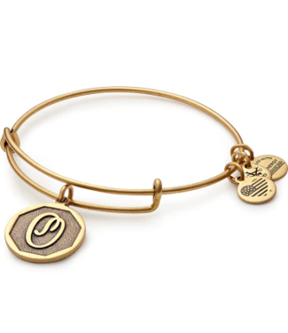 ALEX & ANI Initial O Charm Bangle in Gold
