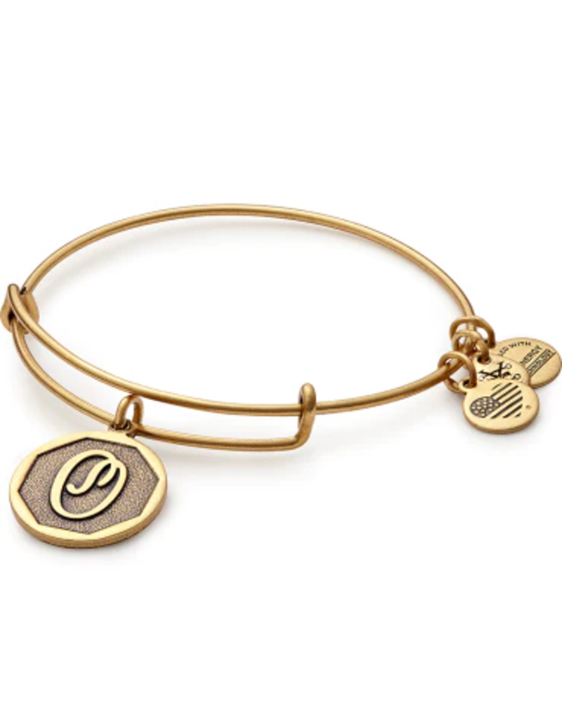 ALEX & ANI Initial O Charm Bangle in Gold