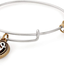 ALEX & ANI Two Tone Initial O Charm Bangle