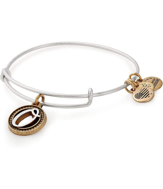 ALEX & ANI Two Tone Initial O Charm Bangle