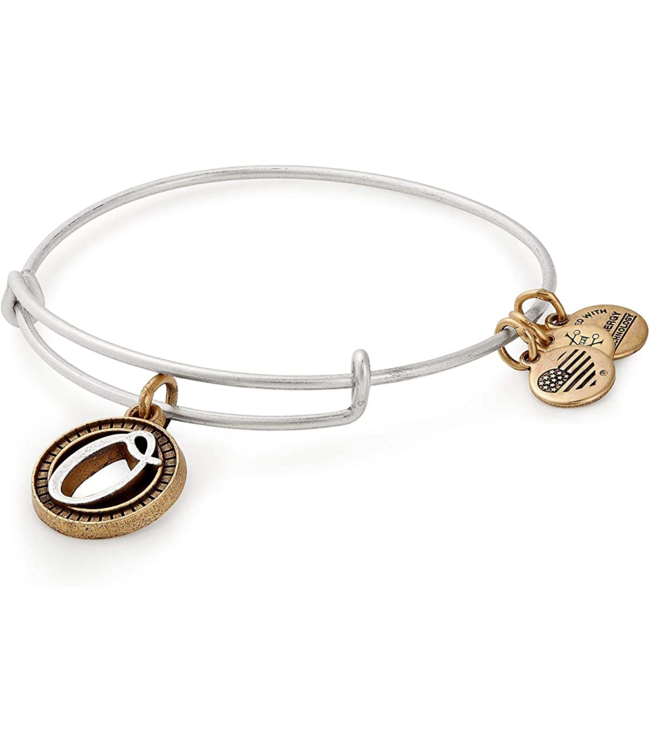 Two Tone Initial O Charm Bangle