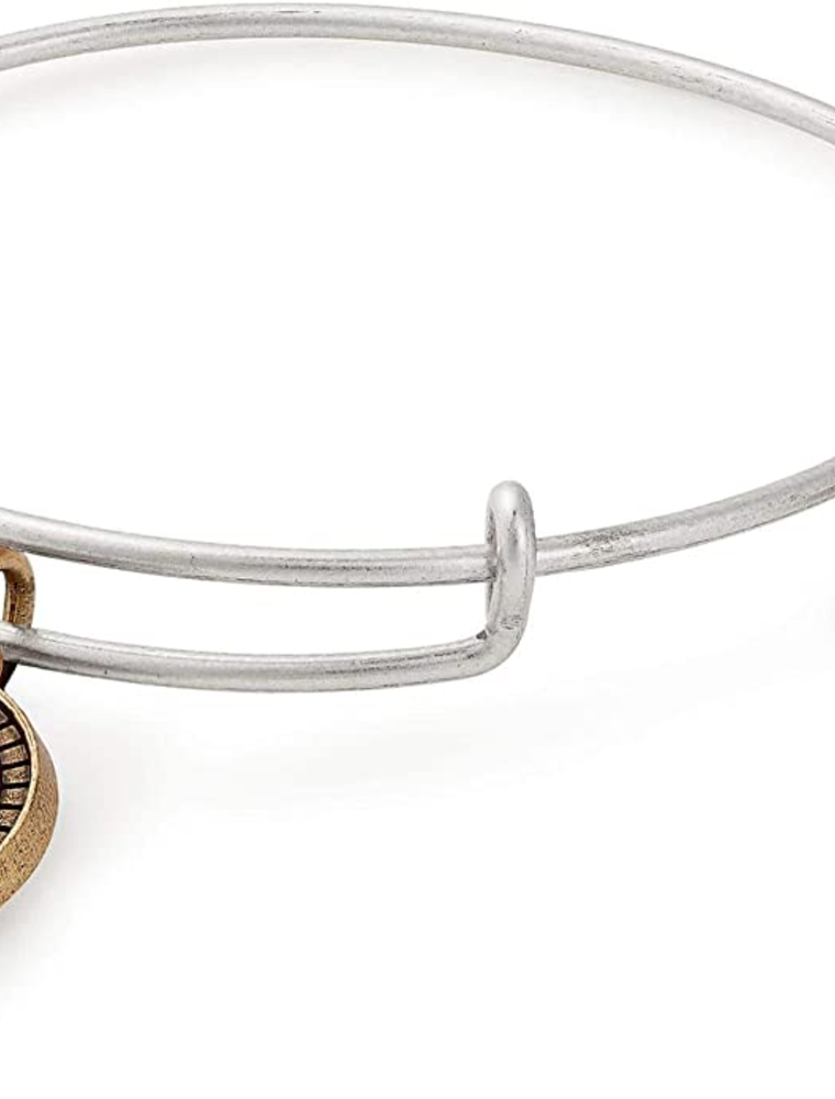 ALEX & ANI Two Tone Initial O Charm Bangle