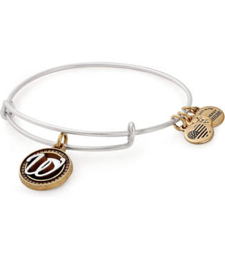 ALEX & ANI Two Tone Initial W Charm Bangle