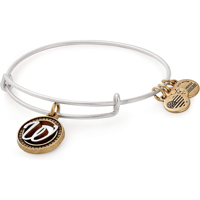 Two Tone Initial W Charm Bangle