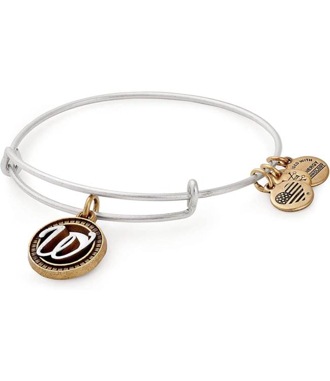Two Tone Initial W Charm Bangle