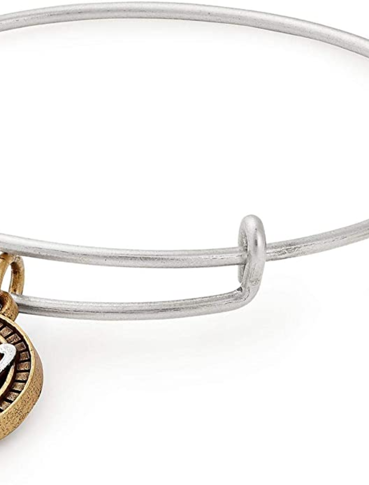 ALEX & ANI Two Tone Initial W Charm Bangle