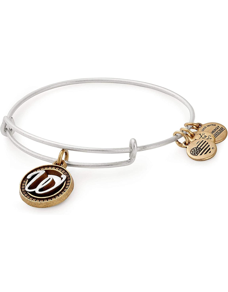 ALEX & ANI Two Tone Initial W Charm Bangle