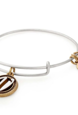 ALEX & ANI Two Tone Initial V Charm Bangle
