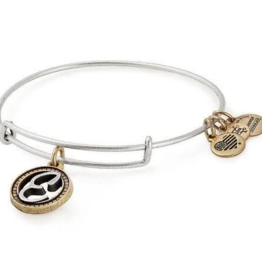 ALEX & ANI Two Tone Initial E Charm Bangle