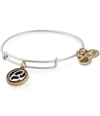 ALEX & ANI Two Tone Initial E Charm Bangle