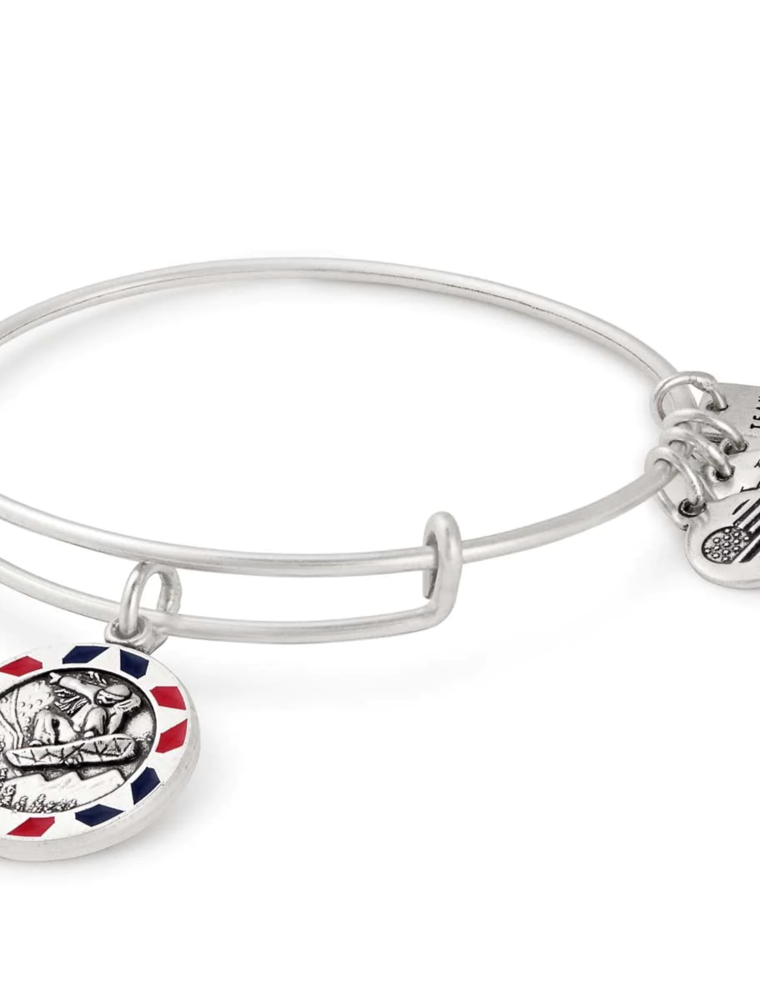ALEX & ANI Snowboarding Charm Bangle in Silver