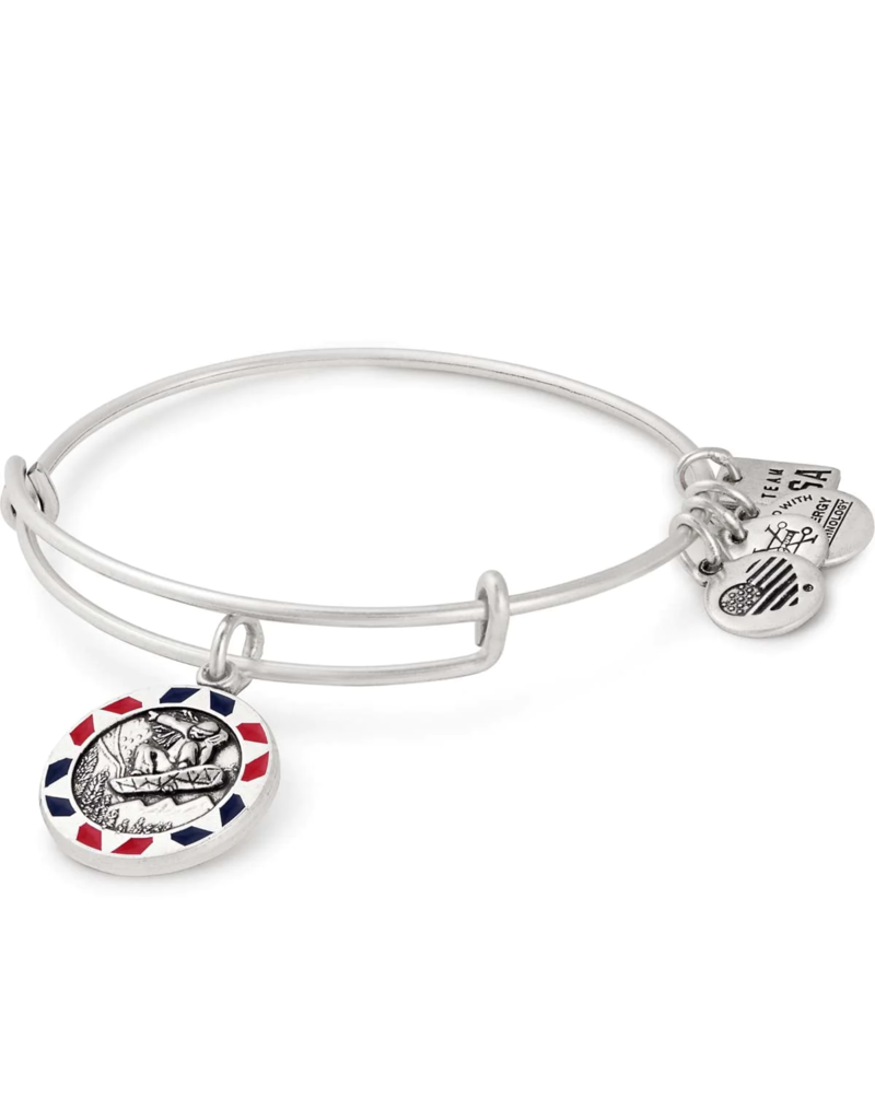 ALEX & ANI Snowboarding Charm Bangle in Silver