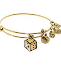 ALEX & ANI Baby Block Charm Bangle in Gold