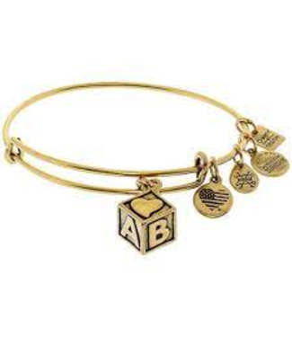 ALEX & ANI Baby Block Charm Bangle in Gold