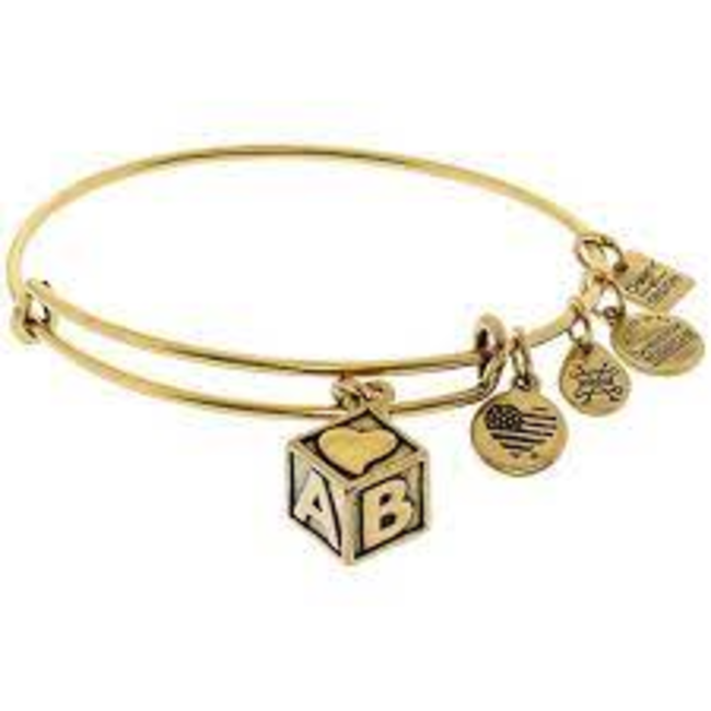 Baby Block Charm Bangle in Gold