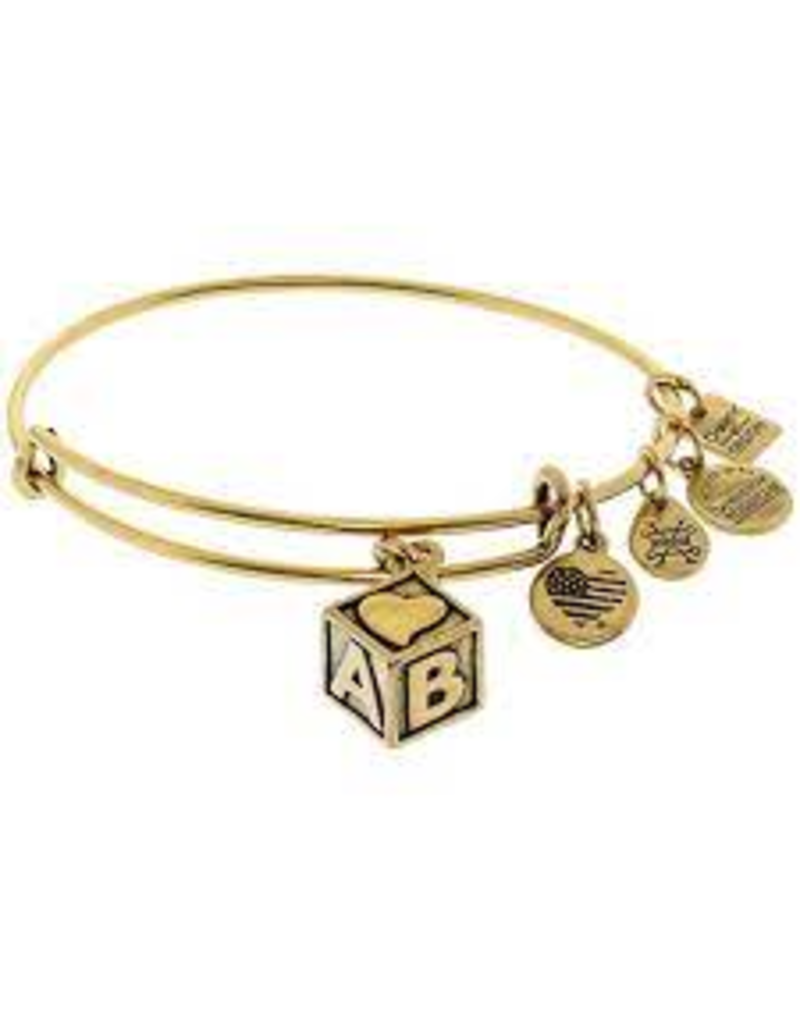 ALEX & ANI Baby Block Charm Bangle in Gold