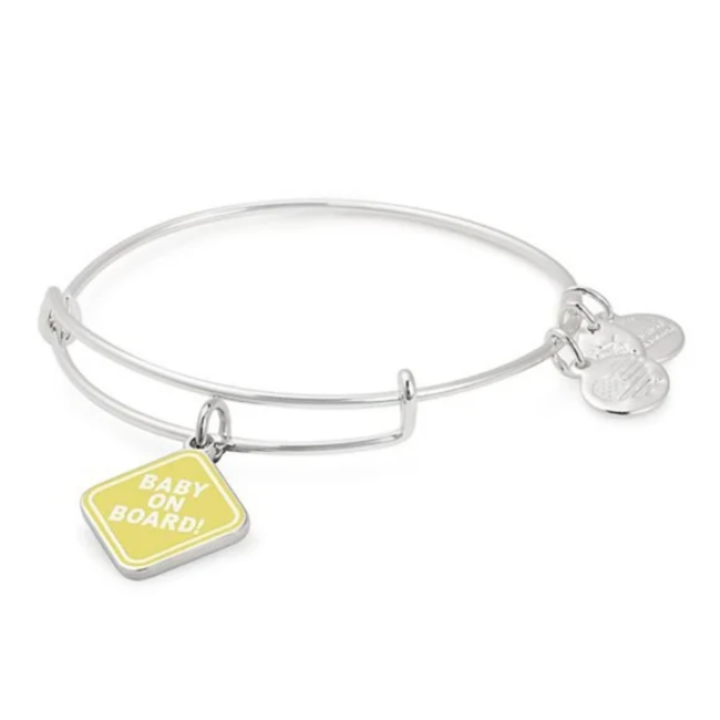 Baby On Board Charm Bangle in Silver
