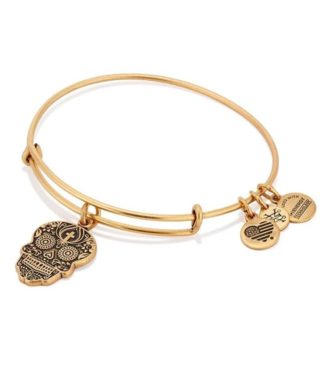 ALEX & ANI Calavera Charm Bangle in Gold