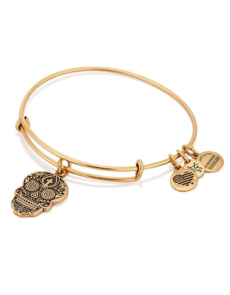 ALEX & ANI Calavera Charm Bangle in Gold