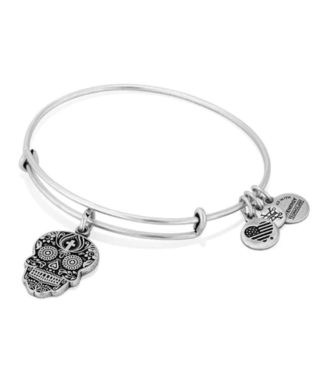 ALEX & ANI Calavera Charm Bangle in Silver