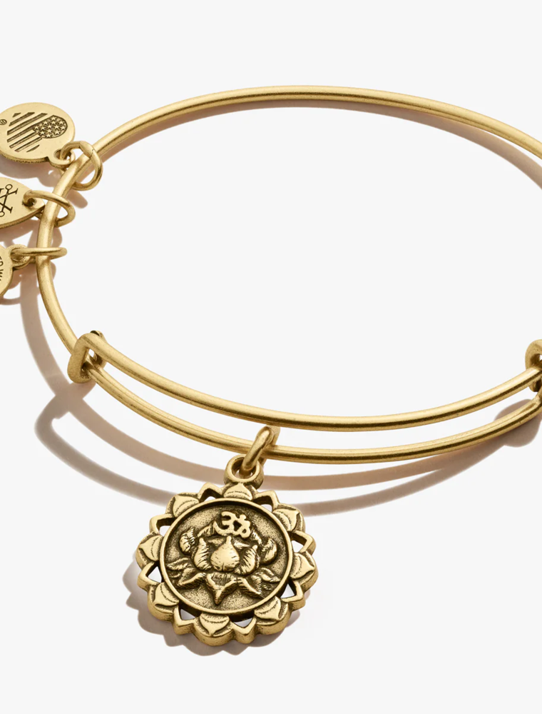 ALEX & ANI Lotus Charm Bangle in Gold