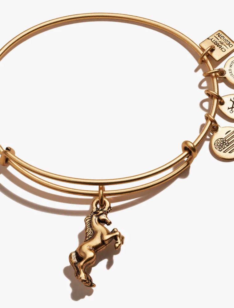 ALEX & ANI Unicorn Charm Bangle in Gold