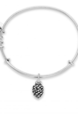 ALEX & ANI Pinecone Charm Bangle in Silver