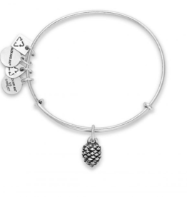ALEX & ANI Pinecone Charm Bangle in Silver