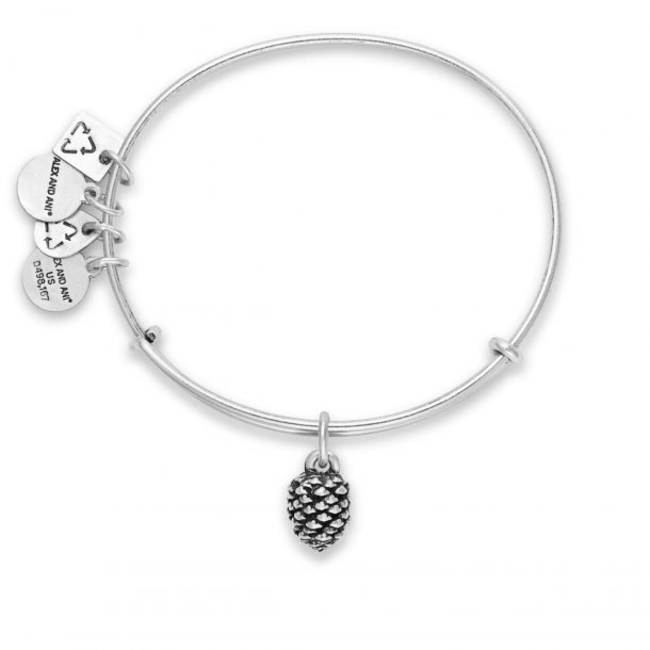 Pinecone Charm Bangle in Silver
