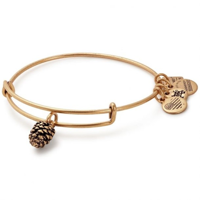 Pinecone Charm Bangle in Gold