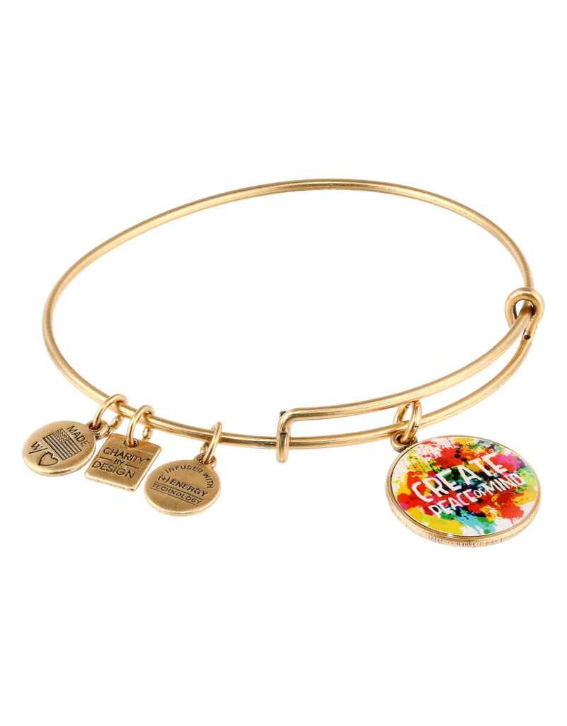 ALEX & ANI Create Peace of Mind Charm Bangle in Gold