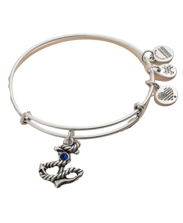 Anchor Charm Bangle in Silver