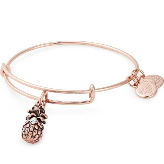 Pineapple Charm Bangle in Rose Gold
