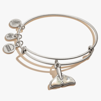 ALEX & ANI Whale Tail Charm Bangle in Silver