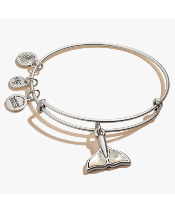 Whale Tail Charm Bangle in Silver